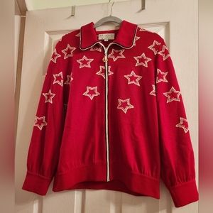 St. John Red Star Jacket Sweater By Marie Gray
